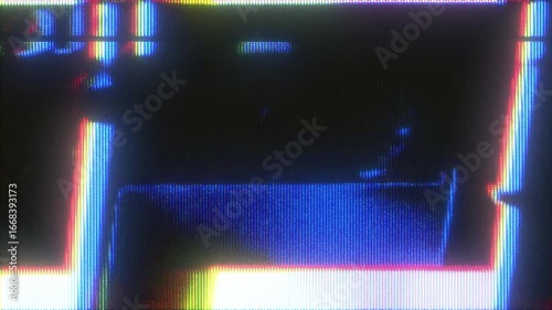 4K CRT glitch texture with geometric RGB separation, analog distortion and screen noise for cyberpunk interface overlays, retro signal errors, glitchcore visuals
