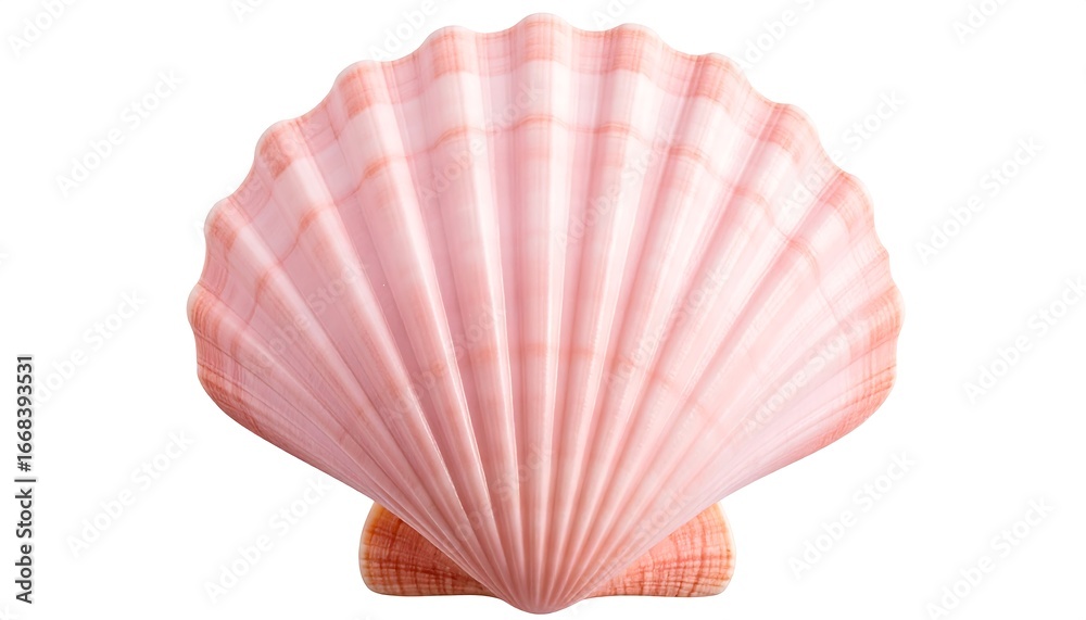 Fototapeta premium pink shells on a white striped background
