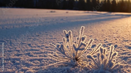 Delicate Ice Formations and Frozen Floral Crystalline Structures Formed in Subzero Winter Conditions