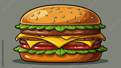  
Very beautiful Double cheeseburger isolated on transparent background- two juicy beef patties, double layers of melted cheddar cheese, pickles, onions, and a special white background