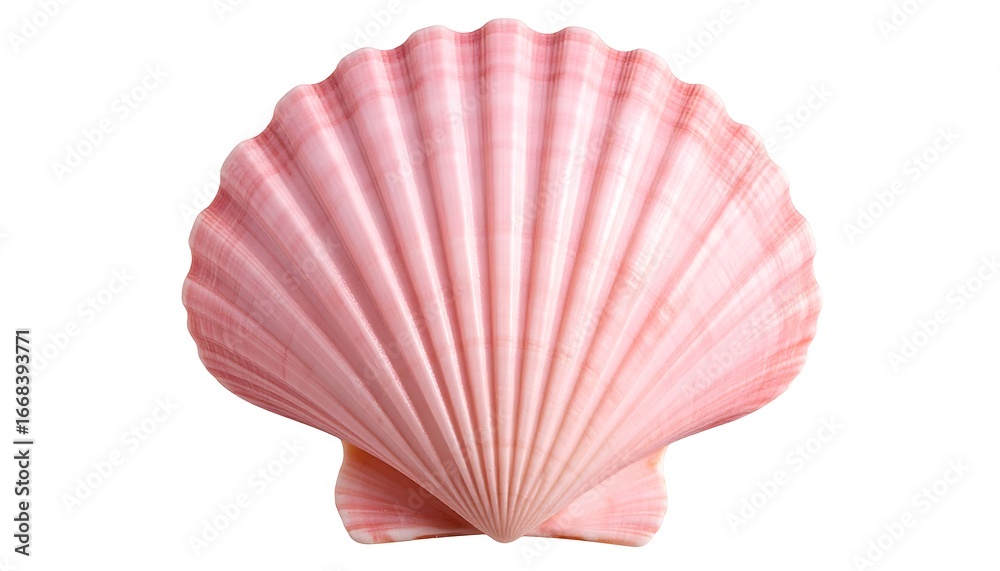 Fototapeta premium pink shells on a white striped background