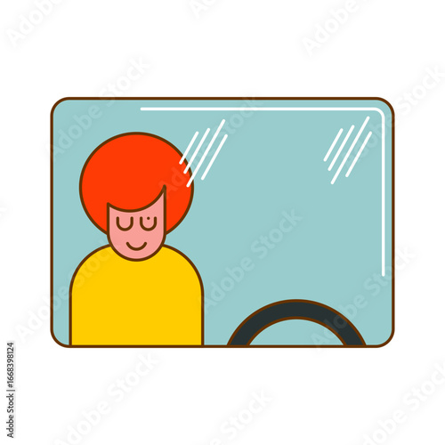 Woman smiling while riding in a self-driving car. Concept of autonomous vehicles, smart mobility, and comfortable travel.