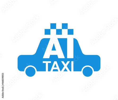 AI taxi icon representing autonomous cars and smart transport systems for future mobility.
