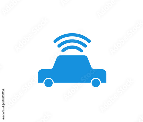 self-driving car with wireless signal, symbolizing AI navigation, autonomous vehicles, and smart mobility. Perfect for technology, automotive, and navigation systems.