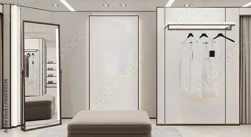 Modern Minimalist Dressing Room Interior. Ai generation