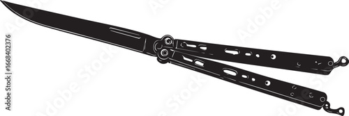 balisong butterfly knife silhouette isolated on white