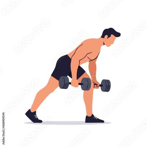 A person performs a lateral raise exercise with light weights, depicted in a minimalist 2D flat vector illustration featuring clean lines and solid colors, isolated on a clean white background.