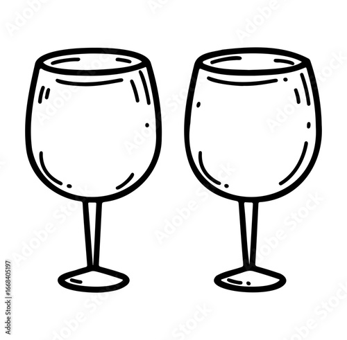 Hand-Drawn Wine Glasses Doodle Illustration for Creative Design Projects