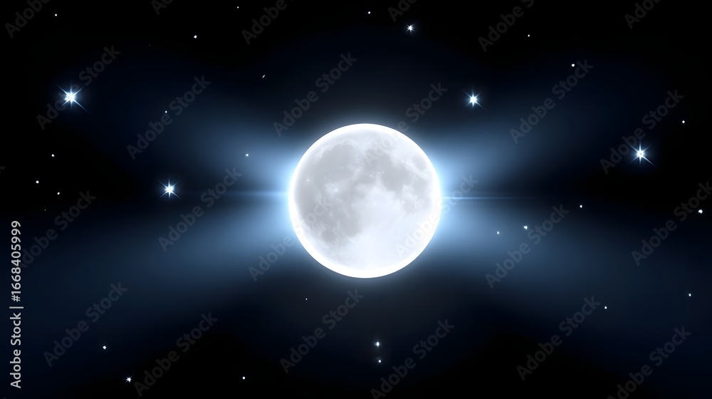 Fototapeta premium Serene full moon in a starry night sky