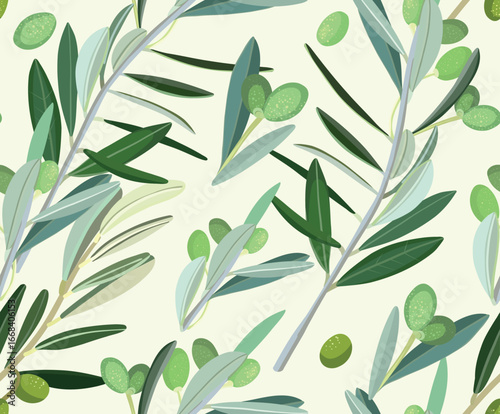 Olive pattern. realistic olive branches with olives and leaves