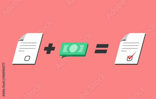 Corruption and bribery, Composition of documents and bribery money, flat design