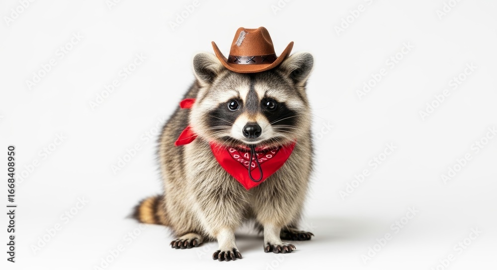 Obraz premium raccoon dressed as a cowboy, costume, western clothing