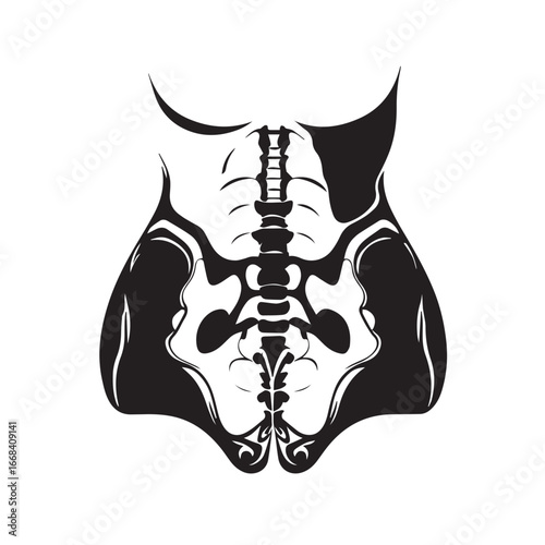 Vector art of abstract illustration of human spine and pelvis skeleton