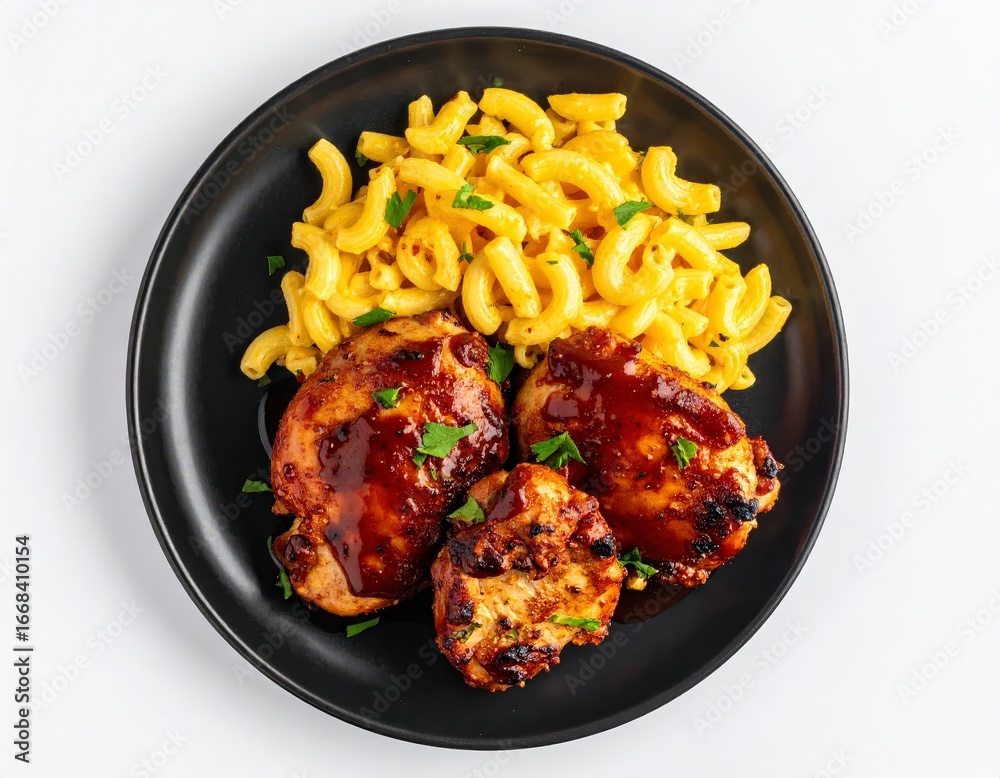 Fototapeta premium honey BBQ chicken with mac and cheese