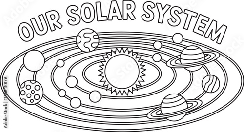 Our Solar System Planets Orbiting Sun Educational Diagram Astronomy Space Exploration