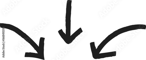 3 doodle arrows pointing. Hand drawn arrow