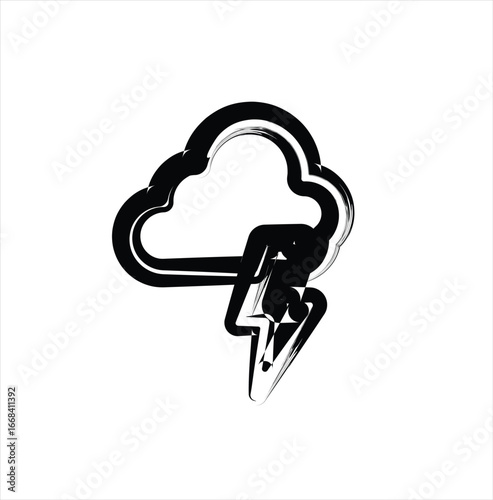 Thunderbolt Icon Brush Stroke Stock Illustration