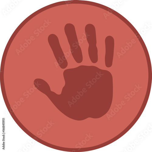 Handprint Icon A Symbol of Identity, Assistance, and Human Connection in a Circular Design