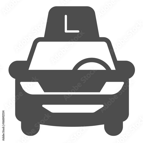 Instructor car solid icon, driving school concept. Vector graphics. Motor vehicle with learning signal lamp, transport sign on white background, glyph style icon for mobile or web design.