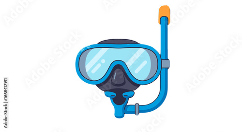 Cartoon scuba diving mask snorkel underwater sea ocean vacation adventure summer watersport equipment on transparent background