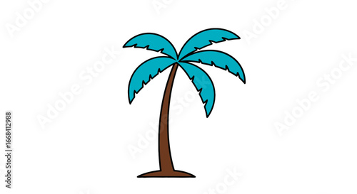 Tropical summer vacation palm tree illustration vector graphic design island paradise holiday travel destination on transparent background