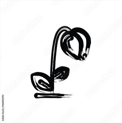 Wilted rose Icon Brush Stroke Stock Illustration