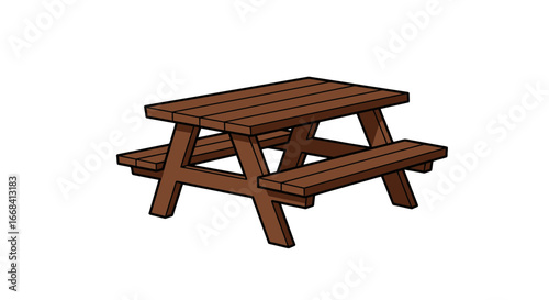 Wooden picnic table illustration outdoor furniture park table picnic area family gathering eating space on transparent background