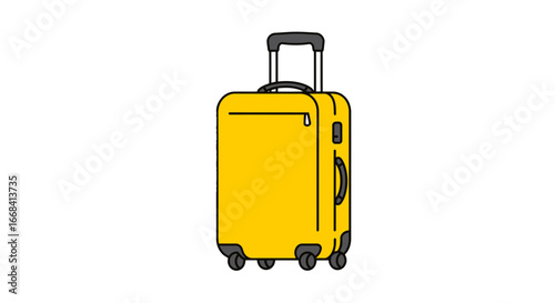 Yellow travel suitcase luggage baggage trolley case vacation trip journey tourism adventure icon design on transparent background
