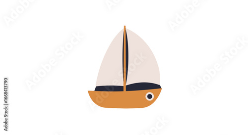 Cartoon sailboat sailing ship vessel boat nautical transportation travel illustration graphic design art on transparent background