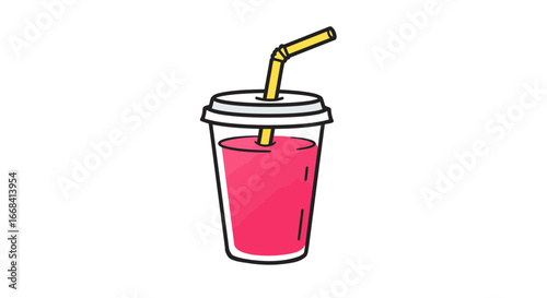 Pink smoothie juice drink cup with straw refreshing summer beverage tasty cool delicious fruity tasty treat on transparent background