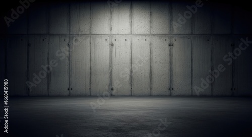 Stark Industrial Concrete Room Illuminated by a Single Dramatic Spotlight