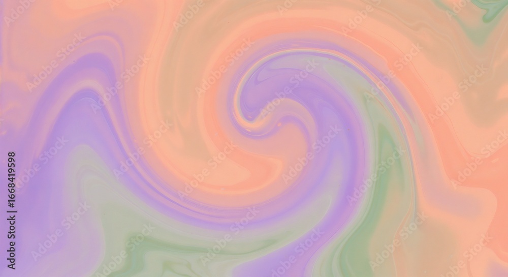 Fototapeta premium Colorful abstract swirl blending pastel hues of sage green and peach 