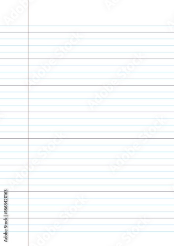 Feuille Seyès lignée avec marge rouge et interlignes de 8 mm, apprentissage de l’écriture manuscrite, support pédagogique, feuille de cahier pour les exercices d'écriture.