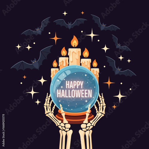 Happy Halloween Crystal Ball Bats