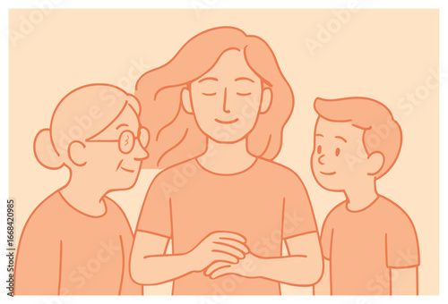 Generational connection: heartwarming family unity and bonding vector for grandparents day