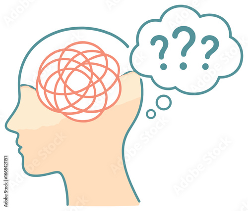 Mind's maze vector: abstract human brain, thoughts, confusion concept, psychology, mental health