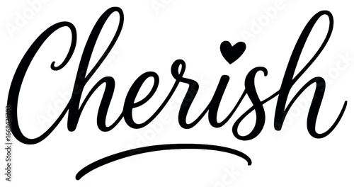Cherish lettering vector: elegant script for valentine's day, romantic typography design