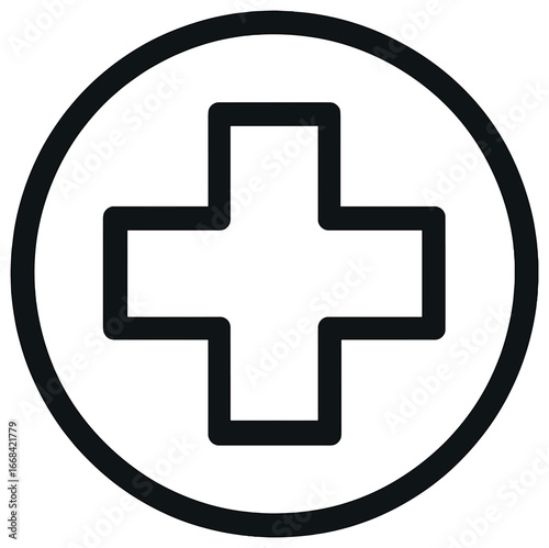 Minimalist medical cross vector | health, wellness, medicine graphic design | emergency symbol