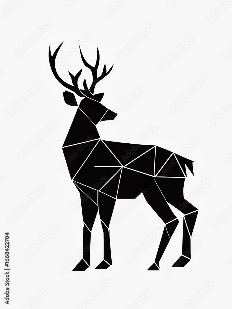 Obraz premium low poly geometric deer illustration with angular polygons and straight lines for modern digital art