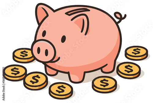 Piggy bank savings vector concept for financial planning, budgeting, and money management