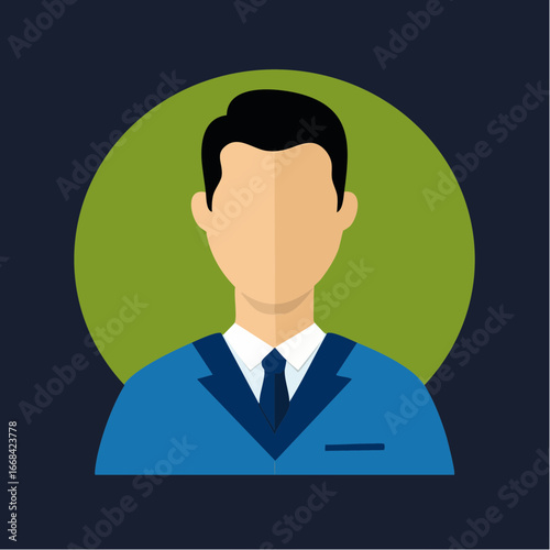 Modern Flat Minimalist Businessman Icon with Green Circle Background