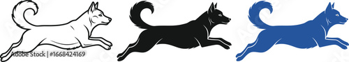 Dynamic dog silhouette in motion, showcasing speed and agility