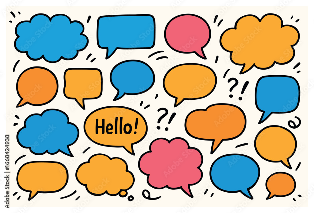Fototapeta premium Colorful speech bubbles vector | creative communication design for conversations and ideas