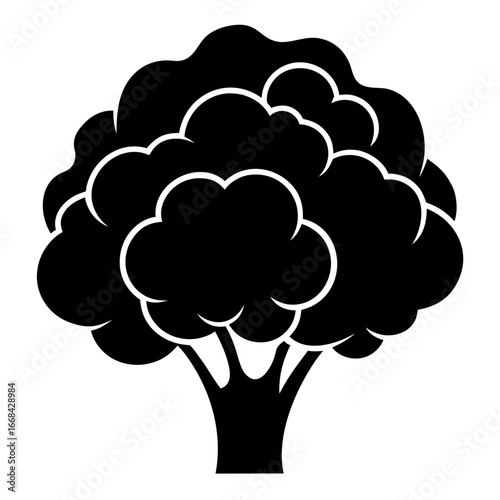 Solid black silhouette of a cauliflower vegetable
