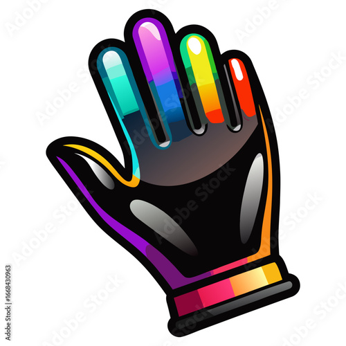 Glossy black hand glove vector design with shine effect