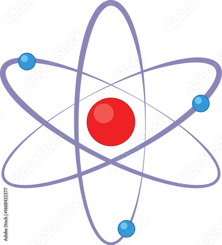 Illustration of an atom with electrons and a nucleus.