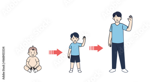 Human growth and development stages from infancy to adulthood
