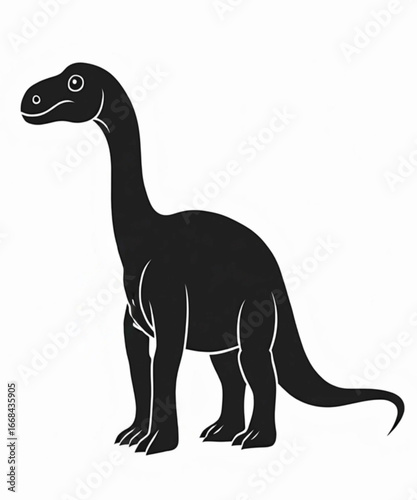 Brachiosaurus Silhouette: A black and white silhouette of a towering Brachiosaurus dinosaur, isolated, ready to spark imagination and capture the awe of prehistoric giants. 
