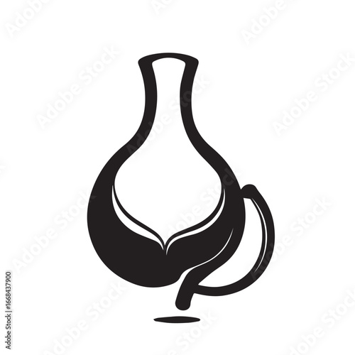Vector art of black and white illustration of a human stomach
