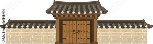 Korean Traditional Hanok Vector Illustration for the Chuseok Holiday Background